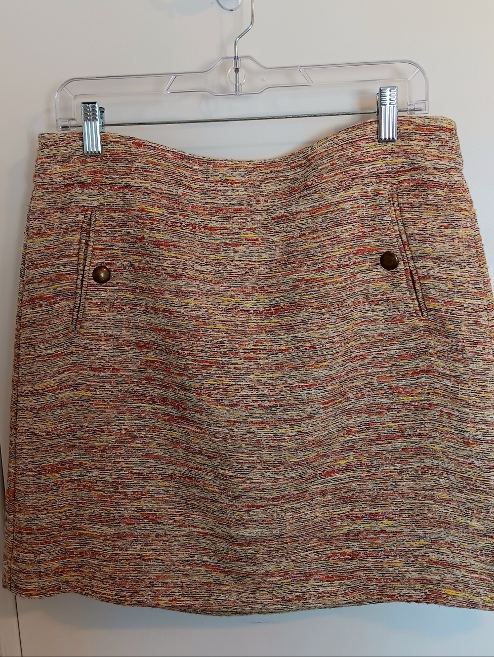 LOFT Multicolor Tweed Mini Skirt with Front Pockets Pencil Clueless 90s Career